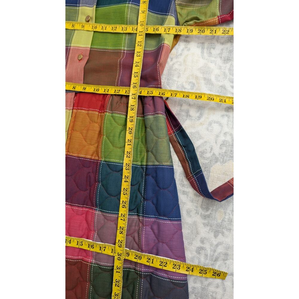 Penneys Loungewear 1970s Rainbow Patchwork Plaid Quilted House Dress Size Medium - Picture 10 of 12